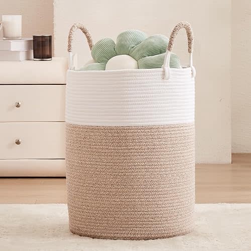 60L Large Hamper Laundry Basket Tall Woven Clothes Hamper Brown