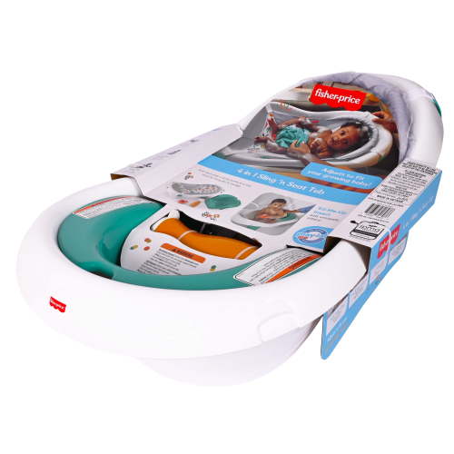 Fisher-Price 4-in-1 Sling ‘N Seat Tub Baby to Toddler, Rigid Baby Bathtubs, Whimsical Forest