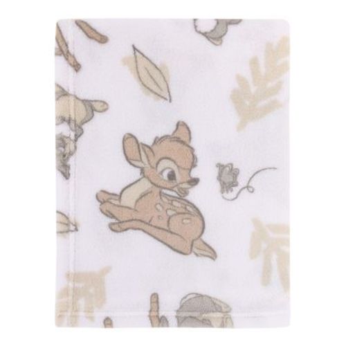 NoJo Disney B is for Bambi Tan, Gray, and White Super Soft Plush Baby Blanket