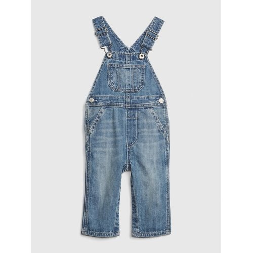 Baby Organic Cotton Denim Overalls in medium denim