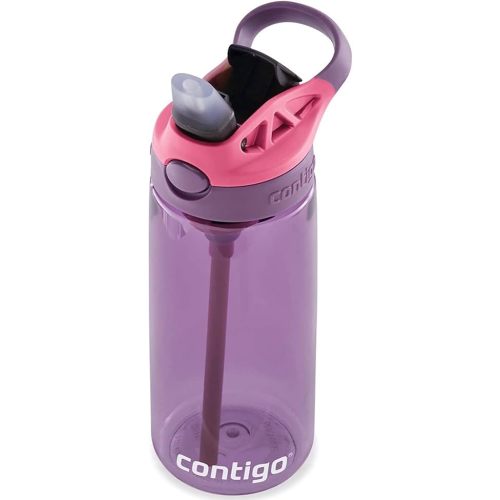 Contigo Aubrey Kids Water Bottle, 20oz, Eggplant, Spill-Proof Lid, Dishwasher Safe, Easy Clean, Purple and Pink