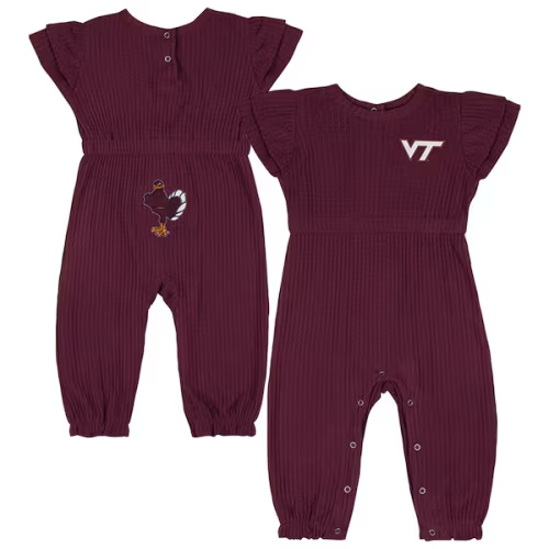 Virginia Tech Hokies Colosseum Infant Beautopia Waffle Knit Romper - Maroon