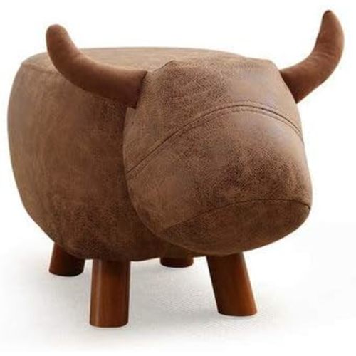 WoodShine 13" High Cow Ottoman for Kids & Adults,Soft Cushioned Coated Fabric Animal Footstool with Anti-Tip Legs, Seat for Nursery, Playroom, Living Room Decor Durable & Easy to Clean Footrest