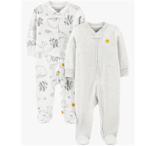 Simple Joys by Carter's unisex-baby 2-way Zip Thermal Footed Sleep and Play, Pack of 2