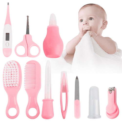 10 in 1 Baby Healthcare and Grooming Kit for Girl Boy Care Kit Toddlers Nail Clippers (Pink)