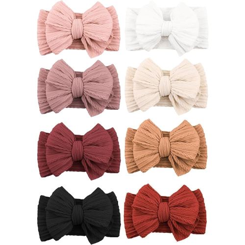 Niceye Handmade Baby Headbands Soft Stretchy Nylon Hair Bands with Bows for Newborn Infant Baby Toddler Girls