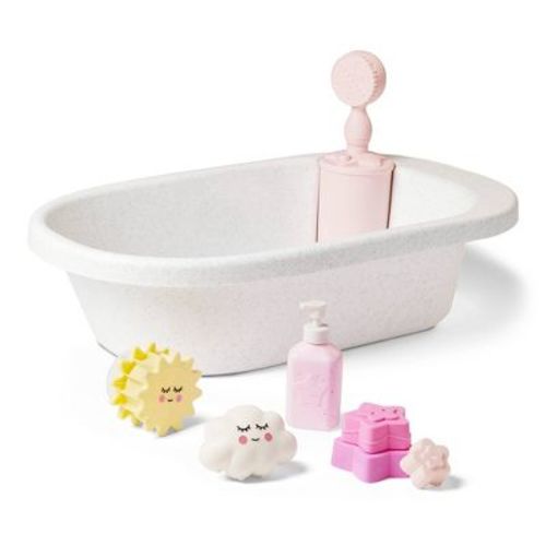 LullaBaby Doll Bathtub and Sprayer Set with Real Water Spray Accessories for 14" Dolls