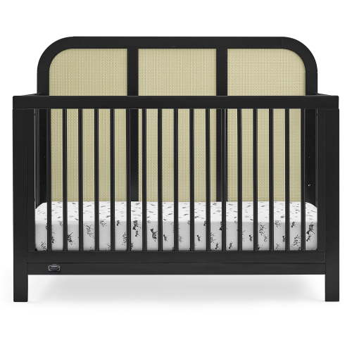 Simmons Kids Theo 6-in-1 Convertible Crib - Greenguard Gold Certified, Black/Textured Almond