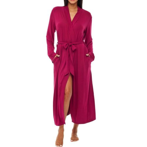 ADR Women's Lightweight Cotton Robe, Classic Soft Knit Long Lounge Robe with Pockets