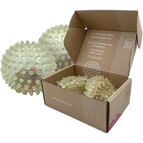 Edushape Colorbits Sensory Ball for Baby - Set of 2 Deflated Transparent Balls with Bright Bits Color Tumble Inside - Great Stocking Stuffer, Toddler Ball for Baby, Enhances Gross Motor Skills