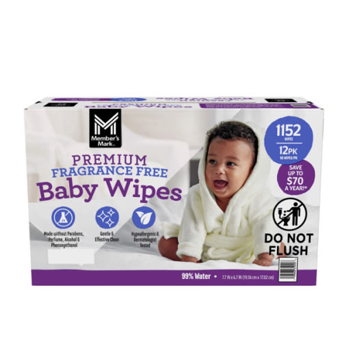 Member's Mark Premium Baby Wipes, Fragrance Free, 12 pk., 1152 Wipes - Sam's Club