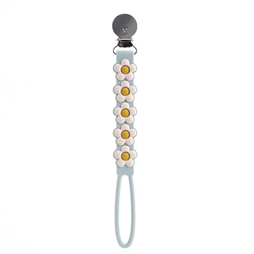 Loulou Lollipop Beadless Silicone Pacifier Clip (Daisy, Blue)