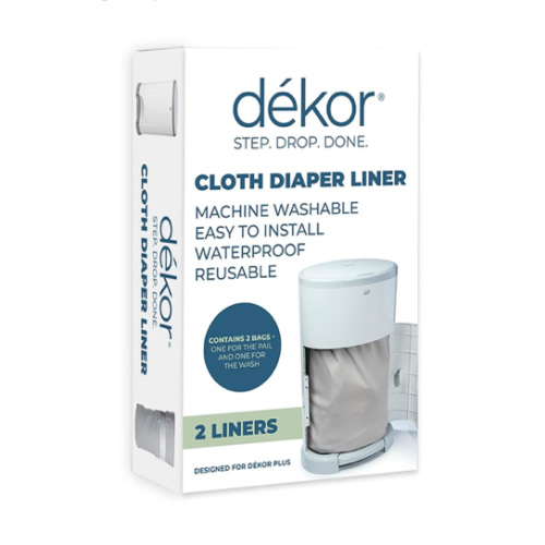 Diaper Dekor Cloth Diaper Liner | 2 Count | Gray | Perfect for Cloth Diapers | Just Step – Drop – Done | Quick & Easy to Replace | Fits the Diaper Dekor Plus Hands-Free Diaper Pail | Machine Washable