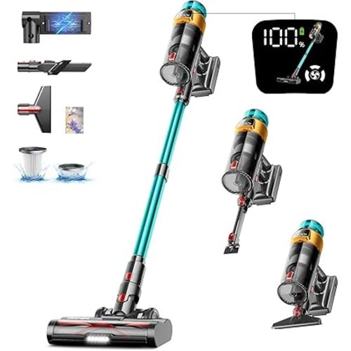 Cordless Vacuum Cleaner, 580W 48KPA 70Mins Vacuum Cleaners for Home, Stick Vacuum with Charging Dock Station, Anti-Tangle Wireless Vacumm, Rechargeable Cordless Vacuum for Pet Hair/Carpet/Hard Floor