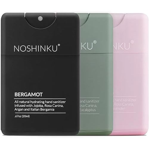 Noshinku Refillable Pocket Hand Sanitizer Discovery 3-Pack | Organic Sanitizing Mist with Moisturizing Botanical Oils | FDA Registered | 70% Sugarcane Derived Alcohol | Travel Size