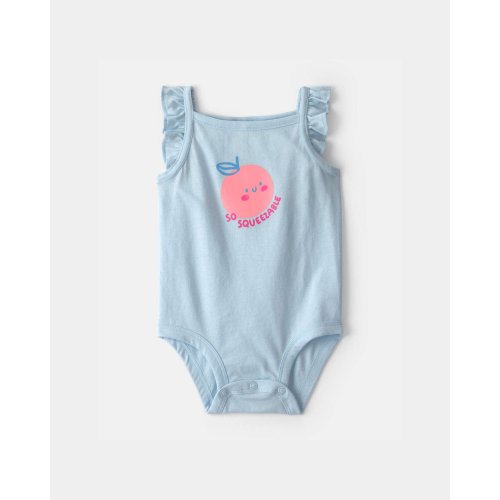 Baby Girl 'So Squeezable' Sleeveless Graphic Bodysuit - Blue | Carter's