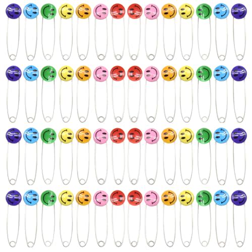 30 Pieces Safety Pins 2.1 Inch Stainless Steel Pins Plastic Head Safety Pins Colour Safe Locking Closures for Cloth (XL/Color)