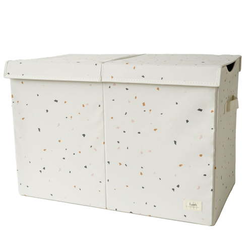 3 Sprouts Recycled Fabric Toy Chest Storage Box - Extra Large Toy Storage Box, Sturdy Toy Bins - Kids Organizer for Bedroom - Toybox Basket with Lid for Kids, Toddlers, Boys, Girls - Terrazzo Cream