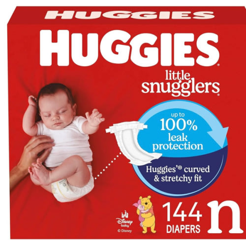 Huggies Size Newborn Diapers, Little Snugglers Baby Diapers, Size Newborn (up to 10 lbs), 144 Count, Packaging May Vary