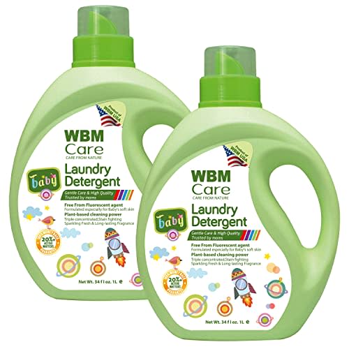 WBM Care Natural Liquid Baby Laundry Detergent, Gentle For Baby Sensitive Skin - 34 Oz, 100 Loads (2 Pack)