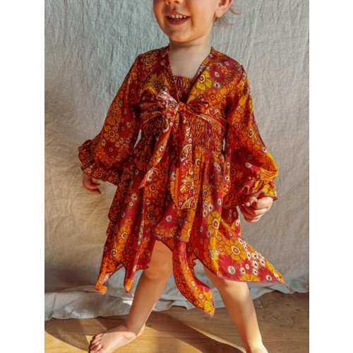 Flower Child Fairy Dress 2 piece SET, Fairy Dress for Toddlers Baby, Hippie 70s Vibe Dress Set Outfit, Kids Fairy Hippie Costume Western