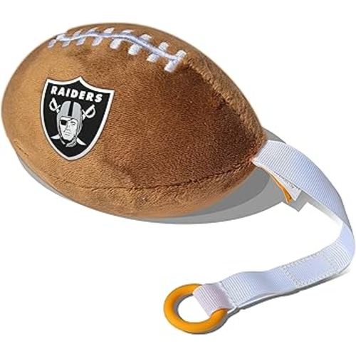 Las Vegas Raiders Plush Football Pacifier Holder by Smilo - Officially Licensed NFL Soother Holder - Soft Plush Toy and Dummy Holder - Fits Any Pacifier - Stroller Accessory & Newborn Essential