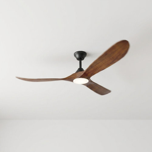 Wrought Studio™ Modern Ceiling Fan With Light, Solid Walnut Wood 3 Blade Ceiling Fan ,dc Quiet Reversible Motor,smart App & Remote Control | Wayfair