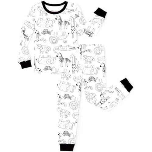 PATPAT Bamboo Viscose Pajama Set for Toddlers with Improved Tensile Strength, Snug Fit Pjs Sleeper for Baby Boys Girls Kids