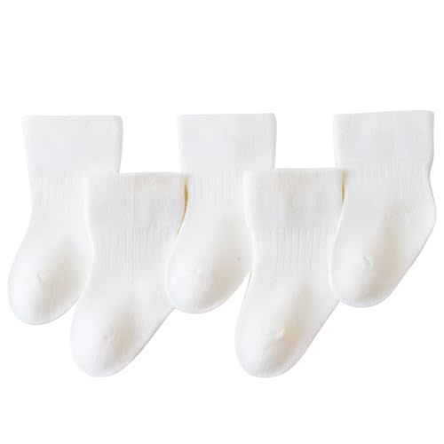 Baby Girls/Boys Socks Soft Cotton Infant Sock Set Newborn Dress Socks 5 Pairs Comfortable Sock for Toddler