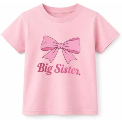 Big Sister Shirt for Girls Toddler Kids Sibling Announcement T-Shirt Promoted to Big Sis Summer Short Sleeve Top