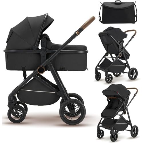 Premium High Chair Stroller: Reversible Seat for Bonding & Ultra-Smooth Fold (Black)