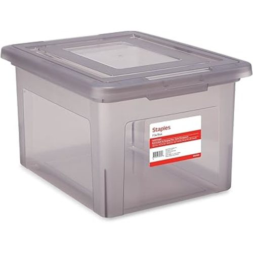 Staples Hanging File Folder Box, Storage Bin Organizer, Snap Lid