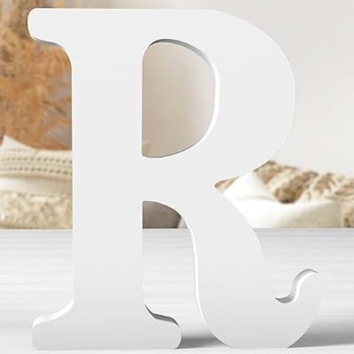 12 Inch White Wood Letters Unfinished Wood Letters for Wall Decor Decorative Standing Letters White Block Letters for Wall Decoration for Craft Home Party Projects (R)