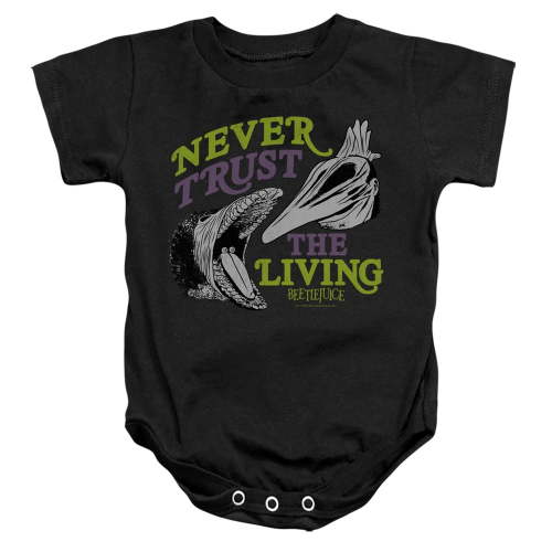 Beetlejuice Never Trust Unisex Infant Snap Suit for Baby (12 Months) Black