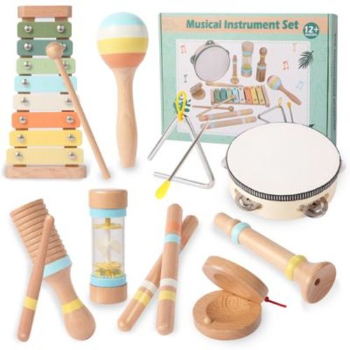 9-Piece Beech Wood Music Instruments Set for Toddlers, CPC Certified
