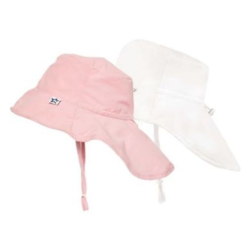 Tiny Twinkle Sun Protection Baby Flap Hat 2 Pack with UPF 50+ for Infants/Toddlers, Boys and Girls (White, Pink, 2-4 Years)