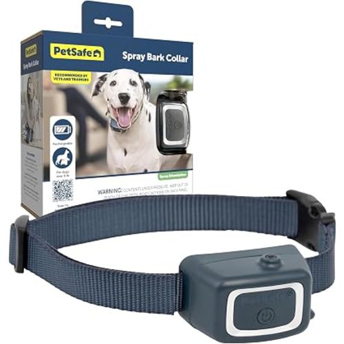 PetSafe Spray Bark Collar - Gentle Spray Correction - Water-Resistant Collar - Adjustable Fit for Small & Large Dogs - Rechargeable Design - Includes Citronella & Unscented Refills