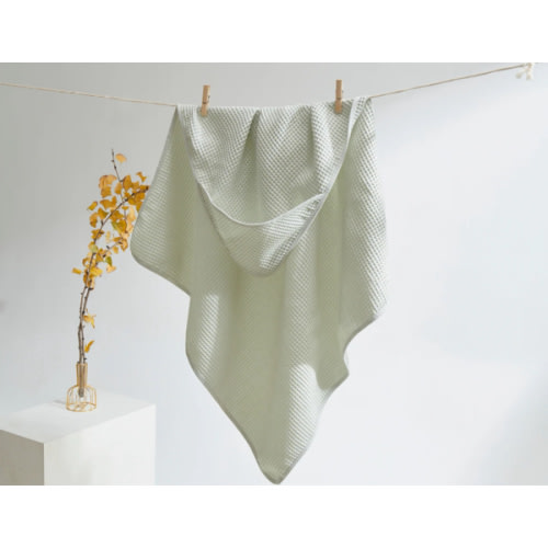 Hooded Waffle Blanket Towel - 100% Cotton - White – BlueForest Baby