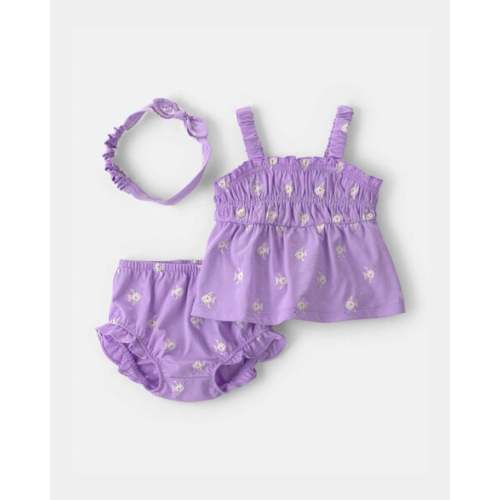 Baby Girl 3-Piece Fish Top & Short Set - Purple | Carter's