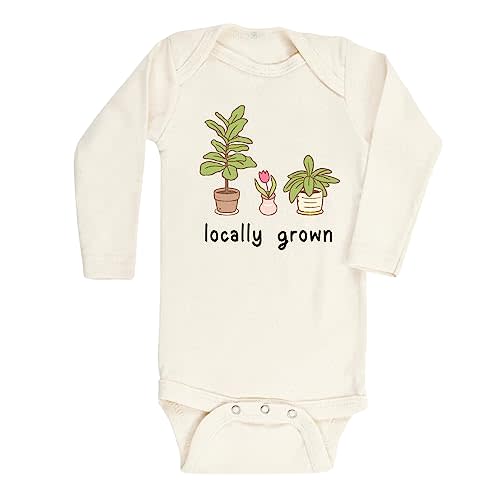 0-3M MangoHouse Cute Baby Onesie® Locally Grown Succulents Plant Baby Shirt Premium Custom Baby Clothes Unisex Baby Announcement Gift for Mom Newborn Outfit (Long Sleeve Natural, 0-3m)