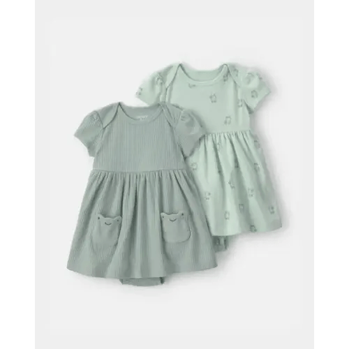 Baby Girl 2-Pack Frog Short-Sleeve Dresses - Green | Carter's