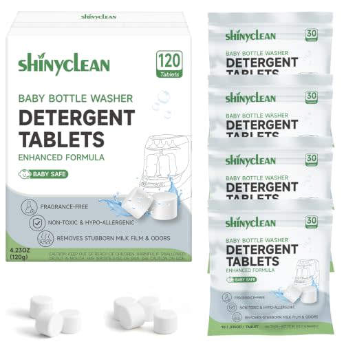 Bottle Washer Detergent Tablets, Fits All Machines, 120 count | Baby-safe, deep cleaning, chlorine & fragrance free, no residue, compatible with Momcozy & Baby Brezza Pro and all brands