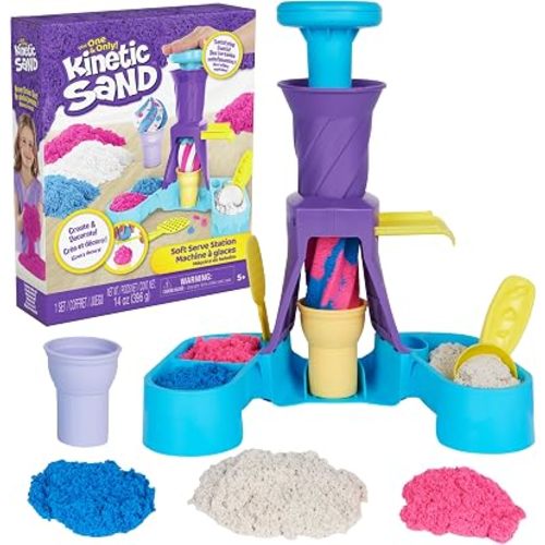 Kinetic Sand Soft Serve Station, Moldable Play Sand Sensory Toys, Ages 5+