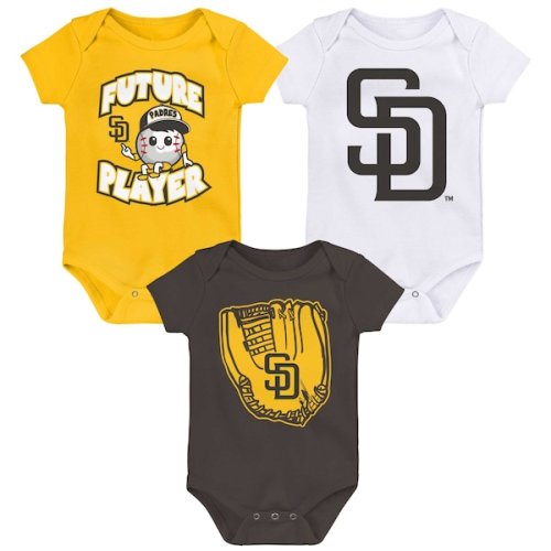 Newborn & Infant San Diego Padres Gold/Brown/White Minor League Player Three-Pack Bodysuit Set