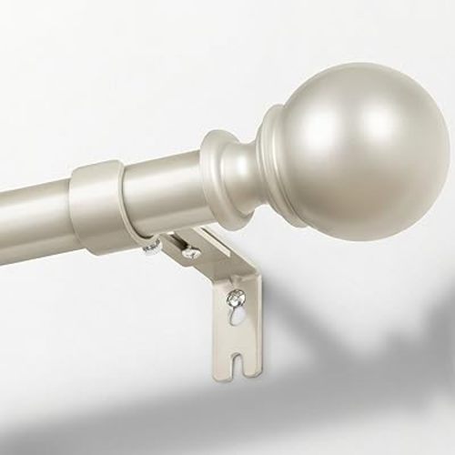 Zeerobee Curtain Rods for Windows 48 to 84, 1 Inch Adjustable Heavy Duty Nickel Curtain Rod, Outdoor Indoor Room Divider Modern Drapery Pole, 48-86"