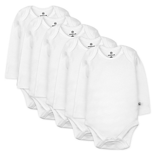 Honest®  - 3-6 Months 5-Pack Long Sleeve Bodysuits in WhiteHonest®