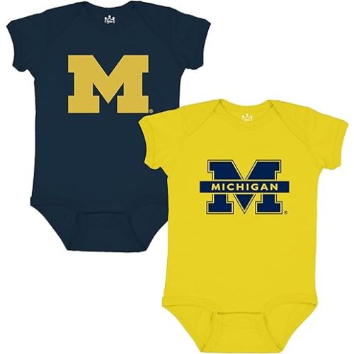 Little King NCAA Bodysuit 2 Pack Short Sleeve-100% Cotton-Infant Sizes 0-3M 6M 12M 18M