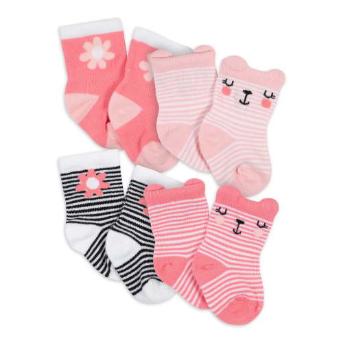 Gerber Baby Girl Wiggle Proof Socks, 4-Pack (Newborn - 0/6M)