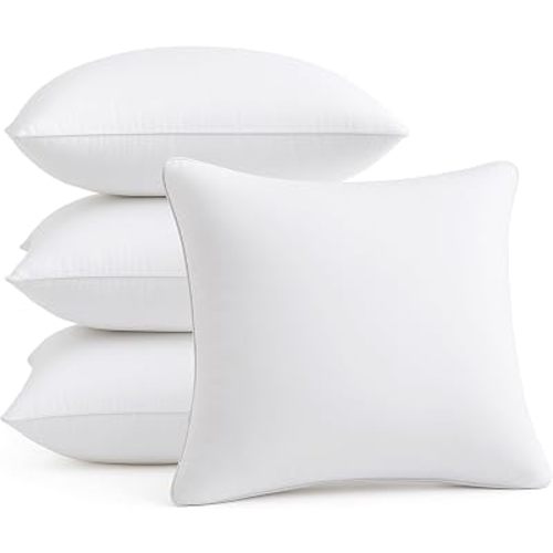 FAVRIQ 20 x 20 Pillow Inserts - Firm and Fluffy Decorative Square Sofa Throw Pillow with 100% Cotton Cover - Down Alternative Pack of 4