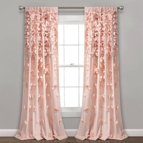 108"x54" Riley Window Curtain Panels Blush - Lush Décor: Light Filtering, Rod Pocket, OEKO-TEX Certified